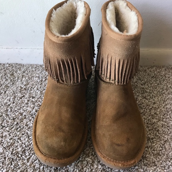 UGG Other - UGG Girl Fringe Classic Short Boots Size 5